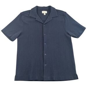 Industry Republic Clothing Navy Textured Knit Camp Collar Shirt Men’s M